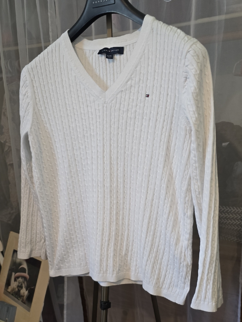 Tommy Hilfiger Cable Knit V Neck Sweater XL